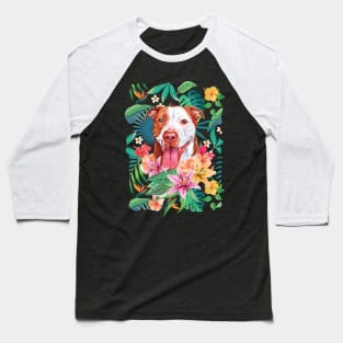 Tropical Red Pit Bull Pitbull 4 Baseball T-Shirt